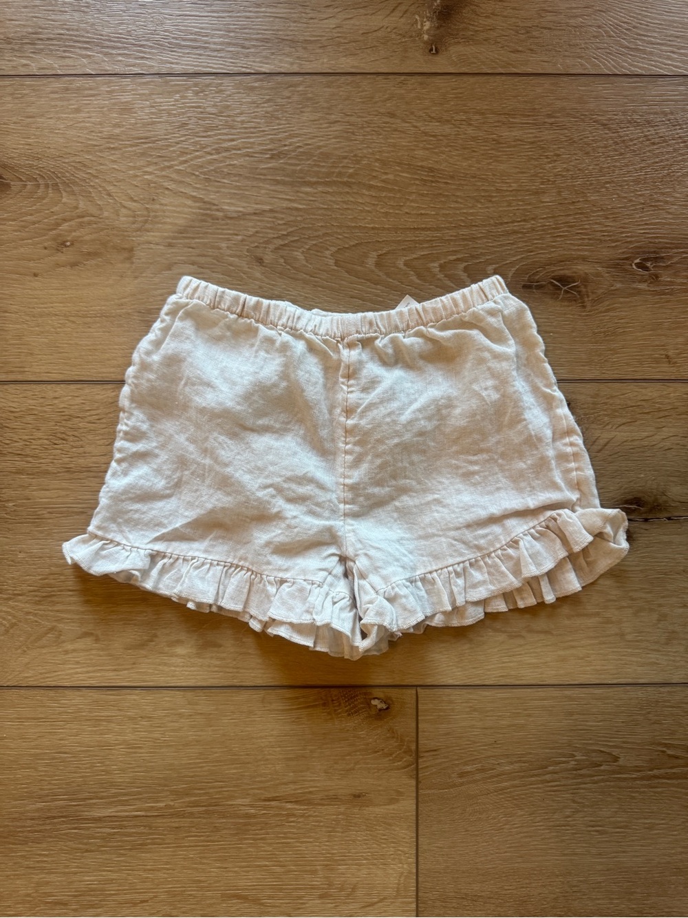H&M Cream Ruffle-Hem Girls' Linen-Blend Shorts